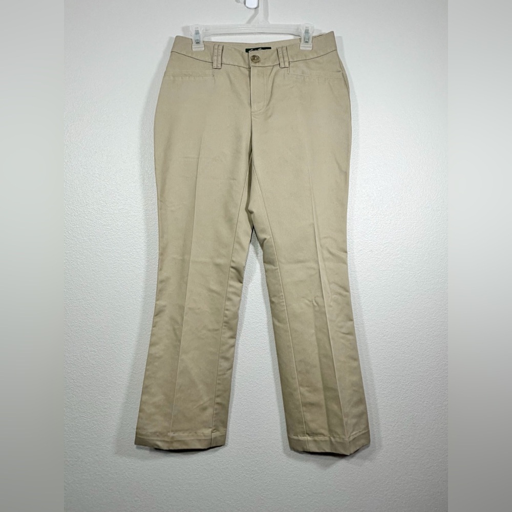Eddie Bauer Pants Khaki Tan Boot Cut Business Work Blakely Fit Pleated Women 4
